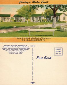 NORRISTOWN PA CHARLEY'S MOTOR COURT HOTEL VINTAGE POSTCARD