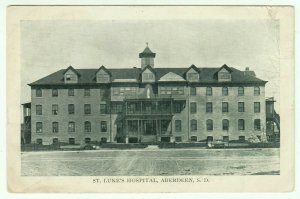 Aberdeen South Dakota 1910 Postcard St. Luke's Hospital