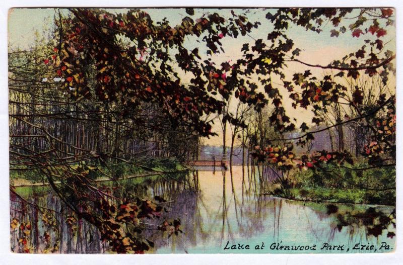 Erie PA 1912 Lake At Glenwood Park Erie County Hazelwood RARE Antique Postcard 