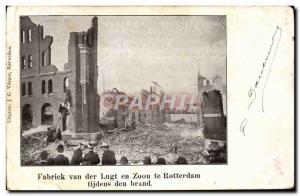 Old Postcard Firefighters Fabriek van der Lugt en Zoon te Rotterdam tijdens d...