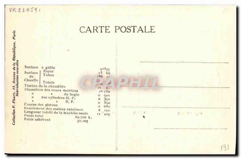 Postcard Old Train Locomotive 3787 Steam Machine saturated