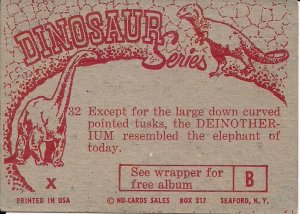 DINOSAUR, Nu-Card #32, Deinotherium, 1961