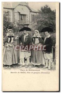 Old Postcard Folklore Guerande Maries Country Saille Girl and boy d & # 39hon...