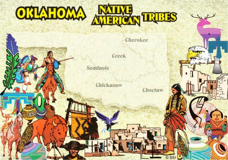 Postcard of Oklahoma Native American Tribes Map / HipPostcard