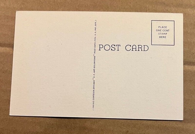 VINTAGE .01 UNUSED LINEN POSTCARD - LOGAN COUNTY COURT HOUSE, MICHIGAN