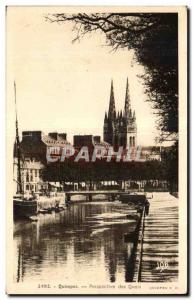 Old Postcard Quimper Quays Perspective