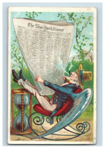 1880's Winged Uncle Sam Reading New York Times Trade Card F57