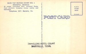 Marietta, GA Georgia  BLUE TOP MOTOR COURT NO 1  Roadside Motel  LINEN Postcard