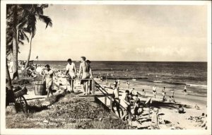 Palm Beach Florida FL Beach Scene Bathers Real Photo Vintage Postcard