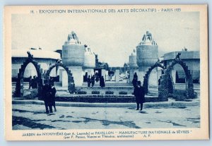 Paris France Postcard International Exhibition Water Lilies Garden Pavilion 1925