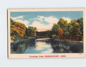 Postcard Lake/River Nature Landscape Scenery, Greetings from Bridgeport, Ohio