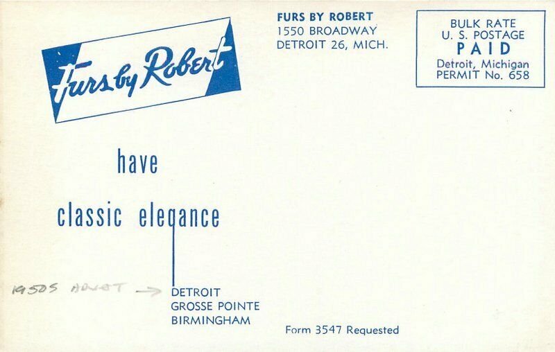 Advertising Furs by Robert Detroit Michigan Ladies rocking furs Postcard 20-5717