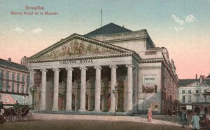 View of Bruxelles Theatre Royal de la Mounaie Belgium Vintage Postcard c1910