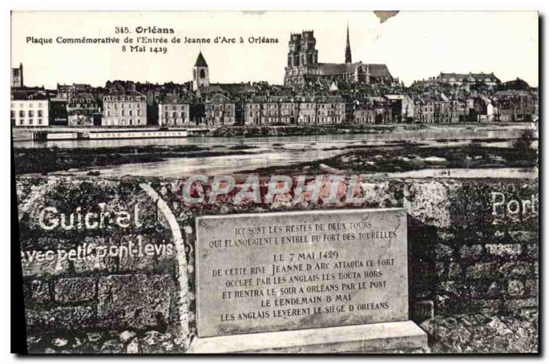 Old Postcard Orleans Commemorative Plaque From I & # 39Entree De Jeanne D & #...