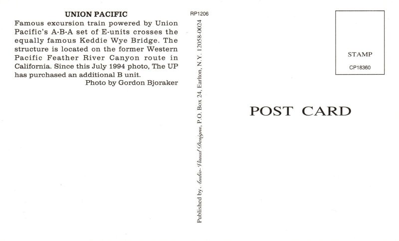 Union Pacific Excursion Train A-B-E Crossing Keddie Wye Bridge Vintage Postcard