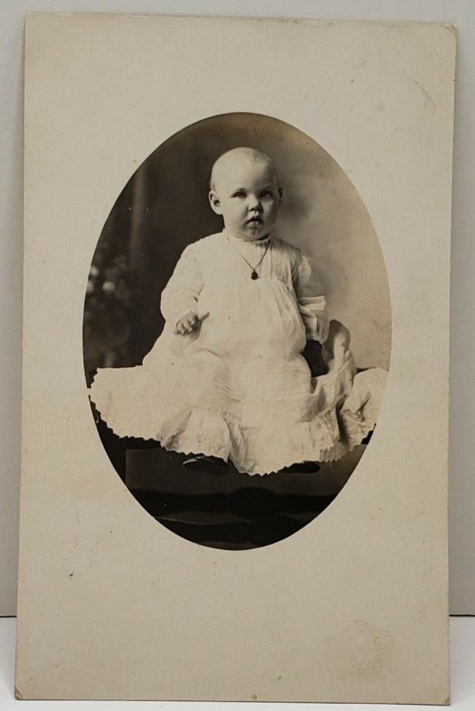 RPPC Victorian Baby Girl Seated Minnesota Estate Photo Postcard B16