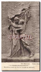 France is grateful Postcard Old Down marble relief of & # 39arc triumph of Pr...