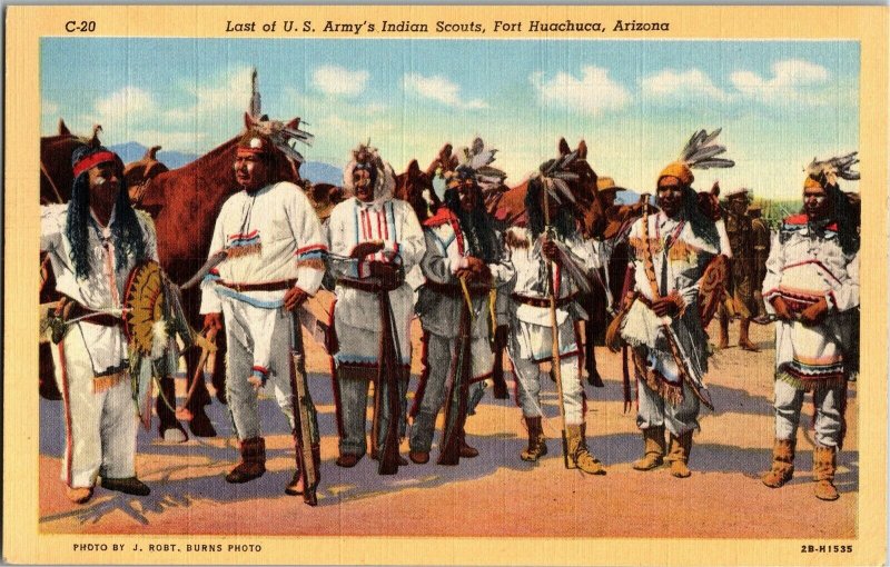 Last of U.S. Army's Indian Scouts, Fort Huachuca AZ Vintage Postcard G39