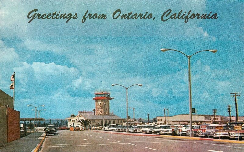 Postcard California Ontario 1960s Airport Autos Columbia H3536 23-7862
