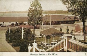 The Weirs NH Railroad Station Train Depot in 1915 Postcard
