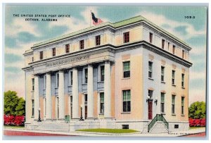 Dothan Alabama Postcard United Post Office Exterior View Building c1940 Vintage