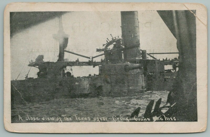 USS Texas Navy Battleship~Close Up View After Firing~Count the Hits~c1915 B&W 