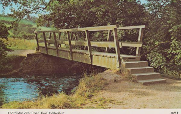 River Dove Derby Footbridge Bridge 1970s Derbyshire Postcard