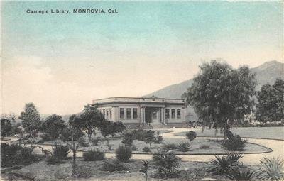 Carnegie Library, Monrovia, CA San Gabriel Valley ca 1910s Hand-Colored Postcard