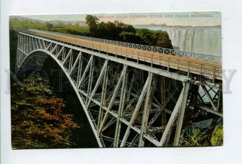 426341 Zimbabwe RHODESIA Zambesi river bridge Vintage postcard