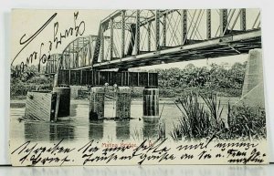 Matina Railroad Bridge, Costa Rica Men Scaffolds 1909 to California Postcard D19