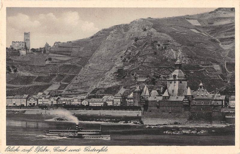 BG34440 blick auf pfalz caub und gutenfels ship bateaux kaub germany