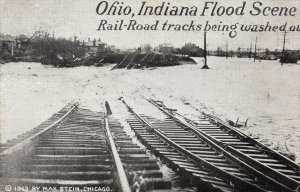 13021 Washed-Out Railroad Tracks, Ohio, Indiana Flood Scene 1913