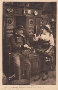 French Timepiece Repairer Mending Antique Clock For French Maid Old Comic Pos...