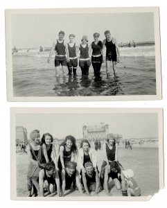 4 old photographs - early swimming beach - 3X5 - one corner clipped