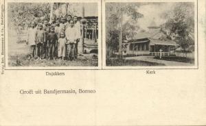 indonesia, BORNEO BANDJERMASIN, Church, Native Dayak People (1899) Postcard 