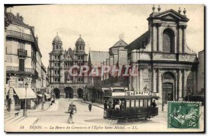 Old Postcard Tramway Dijon Commodity Exchange and & # 39eglise Saint Michel C...