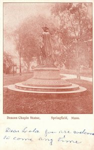 Vintage Postcard Deacon Chapin Statue Monument Springfield Massachusetts MA