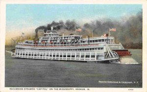 Excursion Steamer Capitol Mississippi River Keokuk Iowa 1920s postcard