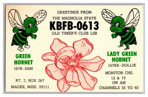 Postcard QSL CB Ham Radio Amateur Card From Magee Miss. Mississippi KBFB-0613 