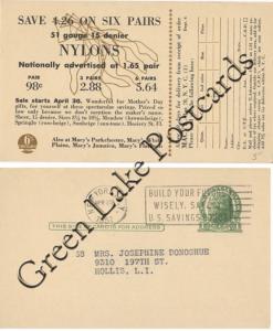 Macy's Nylons 1951 - Advertising Postal Card
