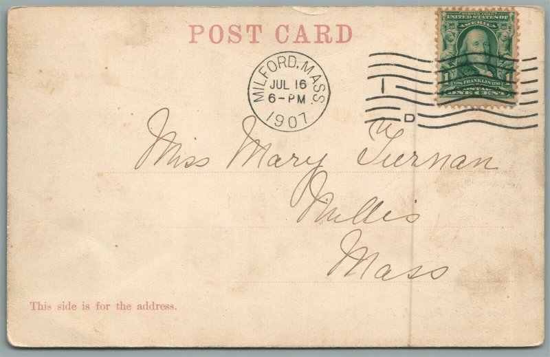 MILFORD MA MAIN STREET ANTIQUE POSTCARD