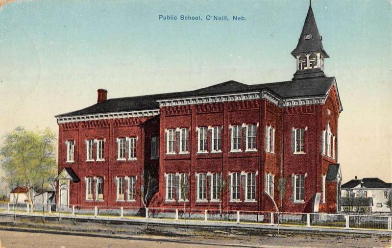 O Neill Nebraska Public School Street View Antique Postcard K86212