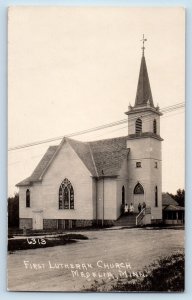 Medelia Minnesota MN Postcard RPPC Photo First Lutheran Church c1920's Vintage