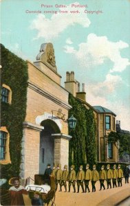 c1910 Postcard; Isle of Portland Prison Gates, Convicts come from Work Dorset UK