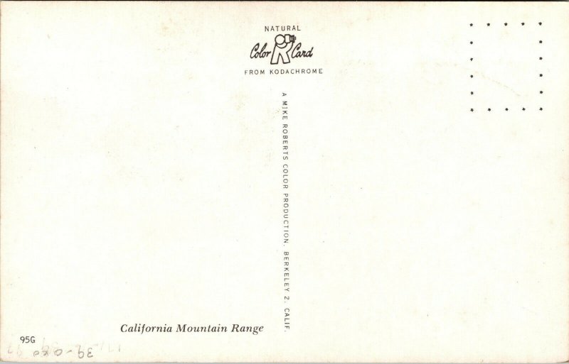 Vintage Mountain Range California CA Chrome Postcard