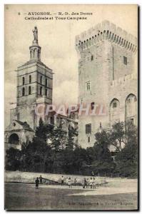 Old Postcard Avignon ND Des Doms Cathedral and Tower Campane Children