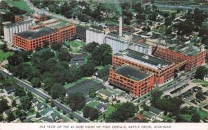 BATTLE CREEK MICHIGAN AIR VIEW OF 40 ACRE HOME OF POST CEREALS POSTCARD