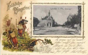 Germany Landau in der Pfalz 1903 embossed Pentecost beetle bugs litho postcard 