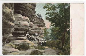 People at Devil's Nose Starved Rock Illinois 1905c postcard