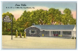 c1940's Pine Villa Restaurant Exterior Roadside Cynthia Kentucky KY Postcard